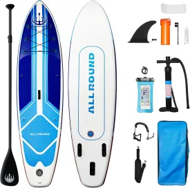 10'6" x 33" Inflatable Stand Up Paddle Board with Complete Accessories, Stable Non - Slip EVA Deck, Tri - Fin System, Military - Grade PVC, Ideal for All - Level Yoga, Fishing, Surfing and Wate