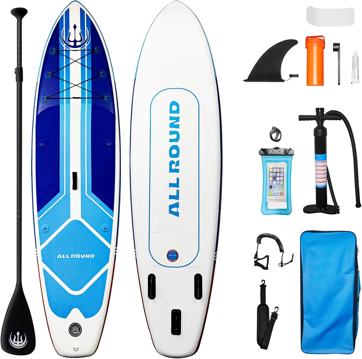 10'6" x 33" Inflatable Stand Up Paddle Board with Complete Accessories, Stable Non - Slip EVA Deck, Tri - Fin System, Military - Grade PVC, Ideal for All - Level Yoga, Fishing, Surfing and Wate