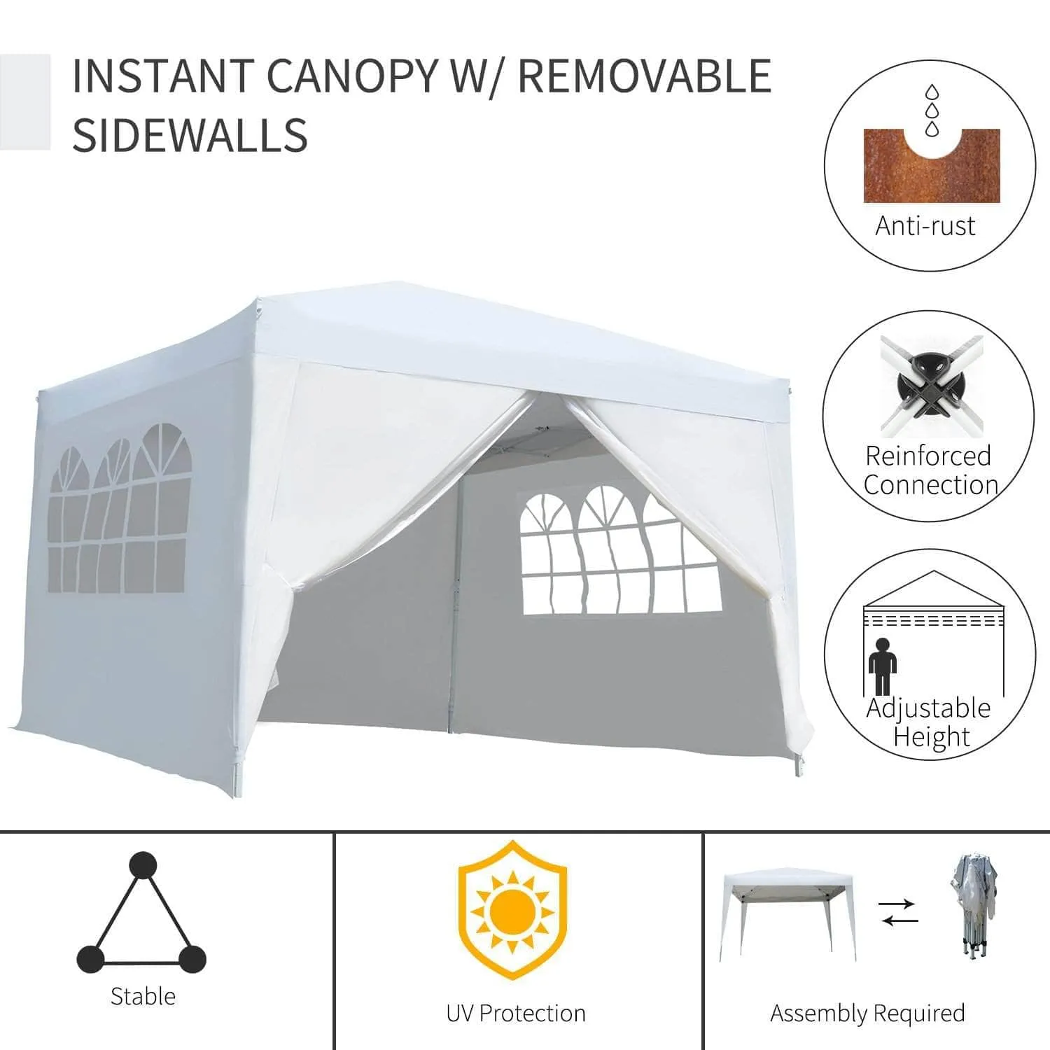 10ft x 10ft Gazebo Canopy Portable Outdoor Folding Pop Up Tent - Available in 2 Colours
