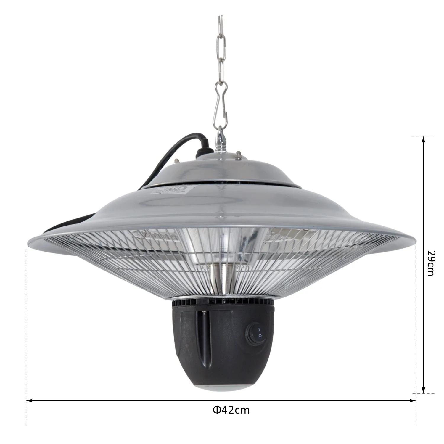1500W Patio Heater Outdoor Ceiling Mounted Aluminium Halogen Electric Hanging Heating Light with Remote Control and 3 Heat Settings