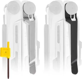 [2-Pack] Stainless Steel Pocket Clip - Perfect Fit For Leatherman Signal Multi-Tool - 1 Black   1 Silver/Metal - Add Or Replace Broken Belt Clip in Seconds - Screwdriver Included For Easy Installation