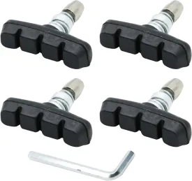 2 Pairs Bike V Brake Pads with Hex Nuts Hex Wrench for Mountain Bike, Road Bicycle, MTB, BMX