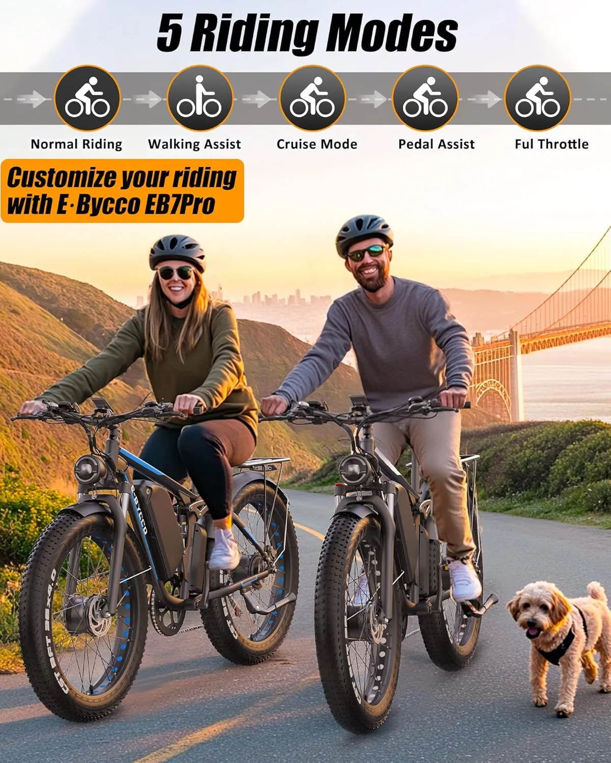 (24-EB7Pro White) 24" 5000W Dual Motor Electric Bike for Adults, 52V 32AH Battery, Max 40-45MPH &100Miles, Hydraulic Disc Brake, Fat Tire All Terrain Hunting E-Bike, Full Suspension, UL 2849