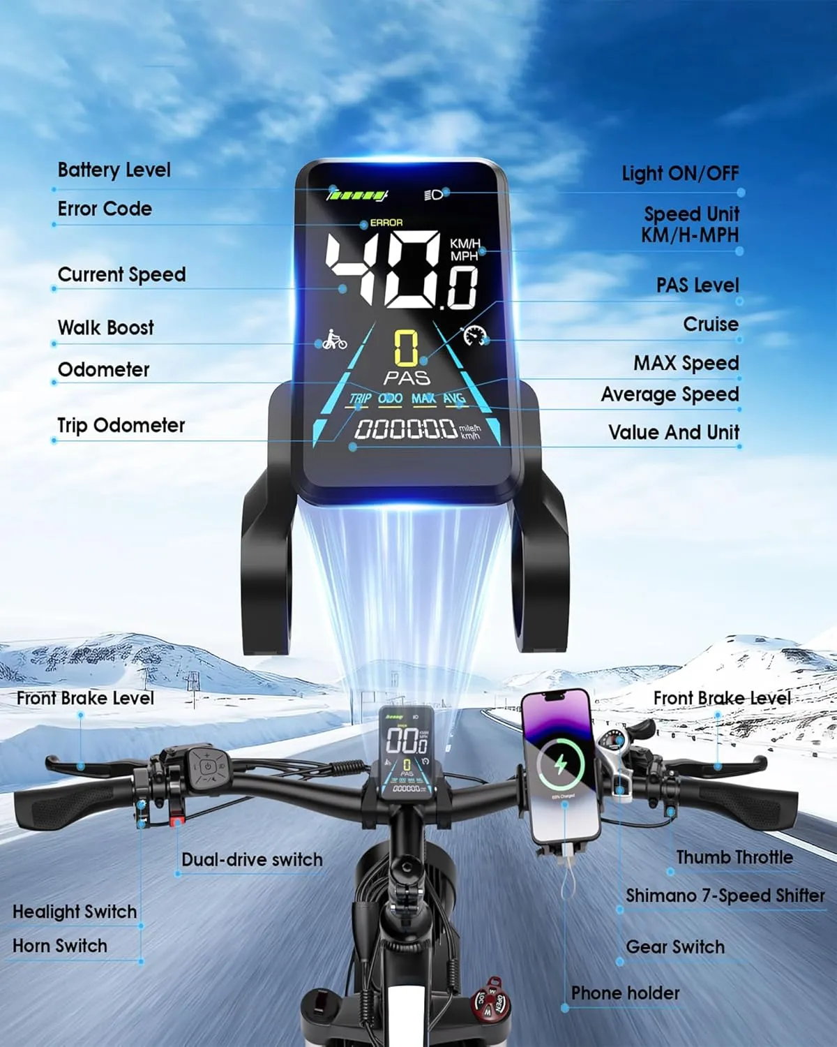 (24-EB7Pro White) 24" 5000W Dual Motor Electric Bike for Adults, 52V 32AH Battery, Max 40-45MPH &100Miles, Hydraulic Disc Brake, Fat Tire All Terrain Hunting E-Bike, Full Suspension, UL 2849