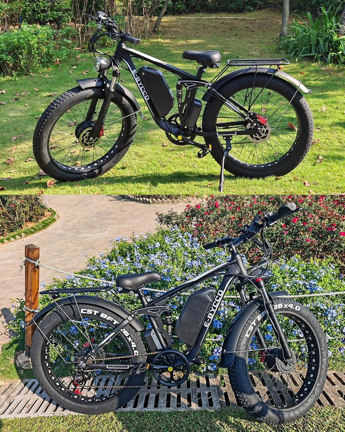 (24-EB7Pro White) 24" 5000W Dual Motor Electric Bike for Adults, 52V 32AH Battery, Max 40-45MPH &100Miles, Hydraulic Disc Brake, Fat Tire All Terrain Hunting E-Bike, Full Suspension, UL 2849