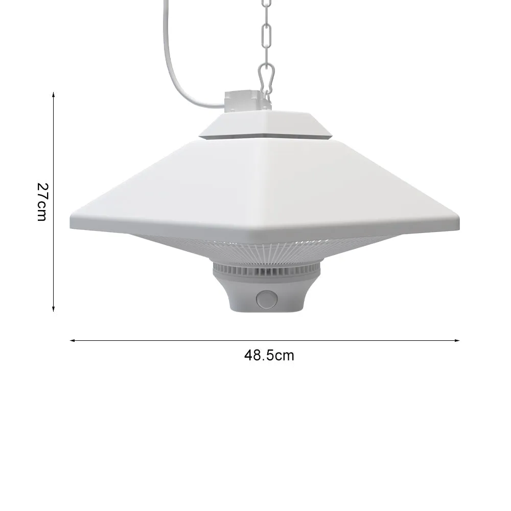 2KW Patio Hanging Heater Hexagonal Electric Ceiling Warmer Remote Control Light