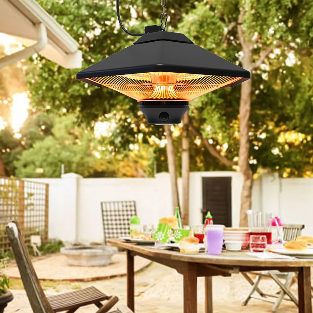2KW Patio Hanging Heater Hexagonal Electric Ceiling Warmer Remote Control Light