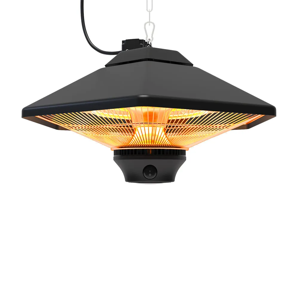 2KW Patio Hanging Heater Hexagonal Electric Ceiling Warmer Remote Control Light