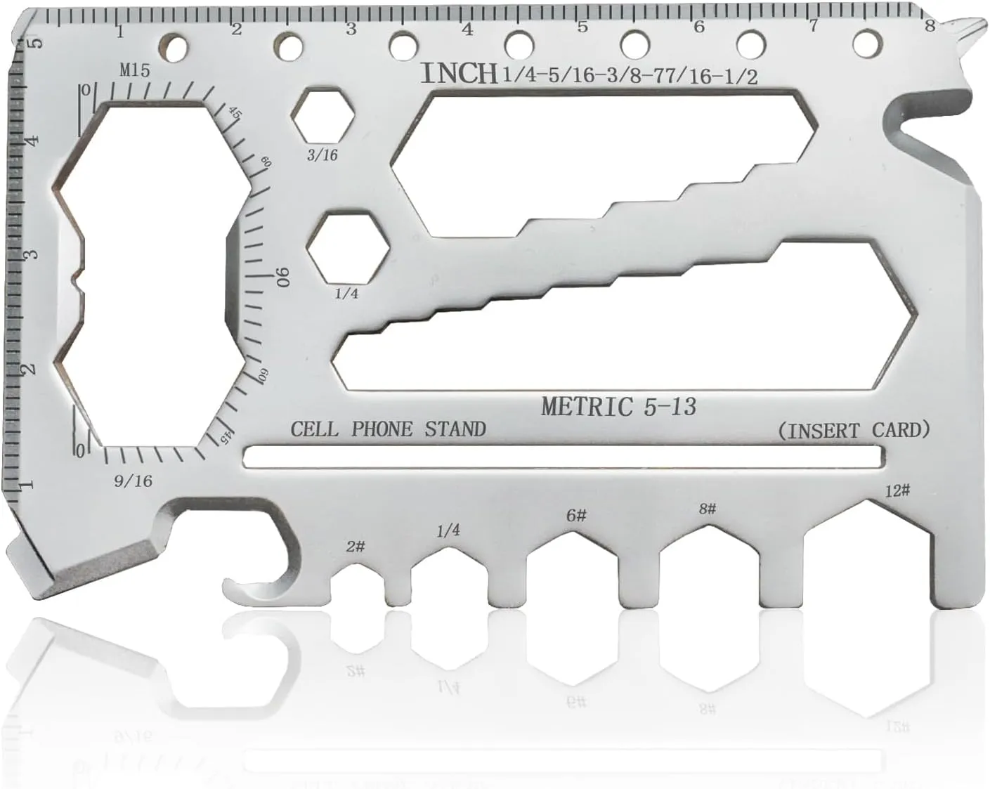 40-in-1 Credit Card Multitool  TSA Compliant EDC Tool Card, Slim Pocket Survival Wallet Tool(Silver, Single)