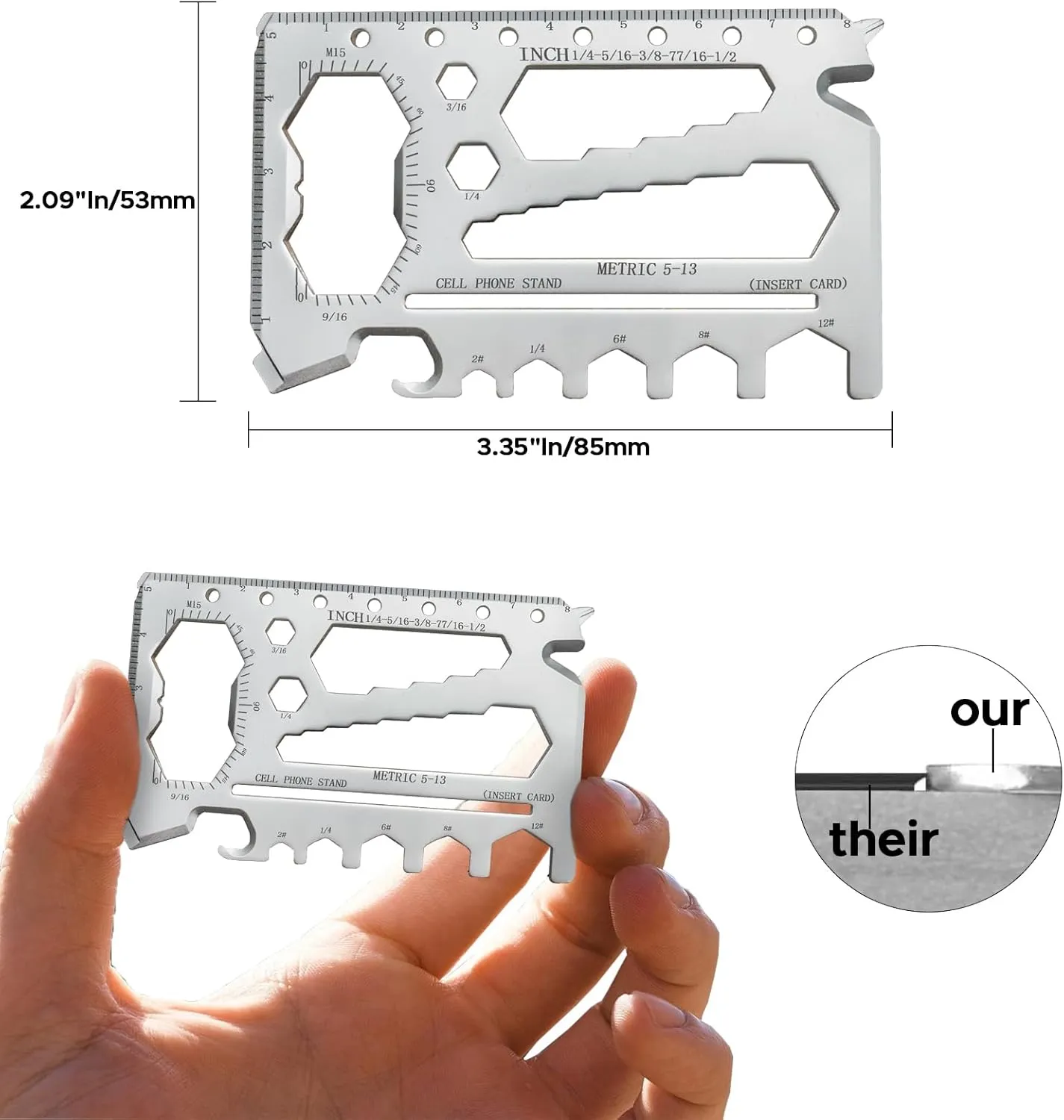 40-in-1 Credit Card Multitool  TSA Compliant EDC Tool Card, Slim Pocket Survival Wallet Tool(Silver, Single)