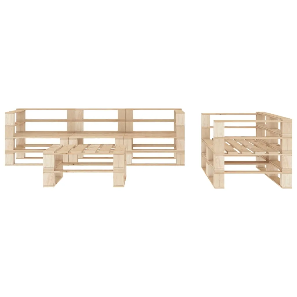 6 Piece Garden Pallets Lounge Set Wood