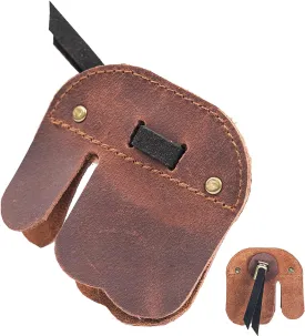 Archery Finger Tab-Cow Leather Fingers Protector for Recurve Bows Hunting Finger Protector Brown