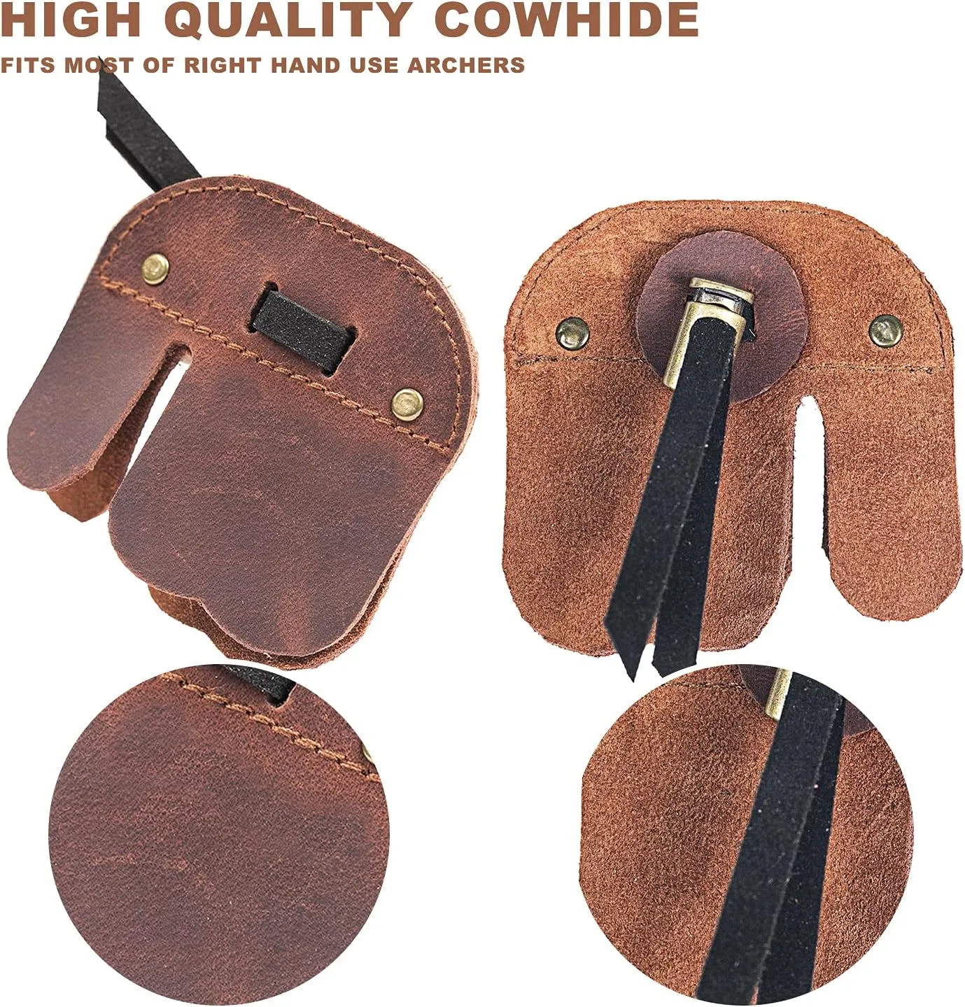 Archery Finger Tab-Cow Leather Fingers Protector for Recurve Bows Hunting Finger Protector Brown