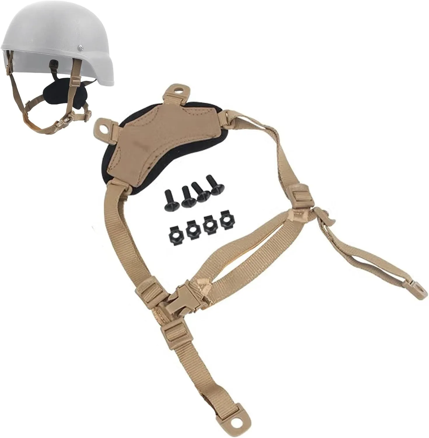 ATAIRSOFT Helmet Chin Strap 4 Points General Suspension System with Bolts and Screws for Tactical Fast ACH MICH IBH Helmets