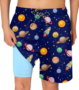 BFUSTYLE Boys Swim Trunks Kid Swim Short with Compression Liner Little Boys Bathing Suit