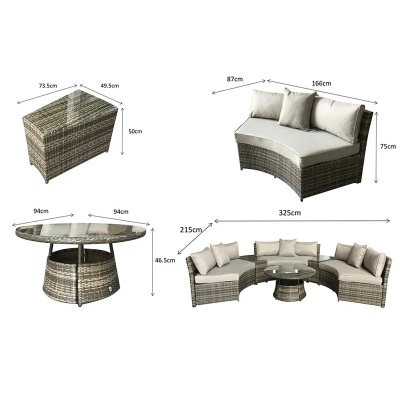 Boma Half Moon Sofa Set Brown