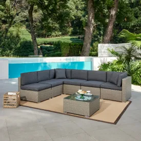 Catina Modular Corner Rattan Garden Sofa Set, Grey