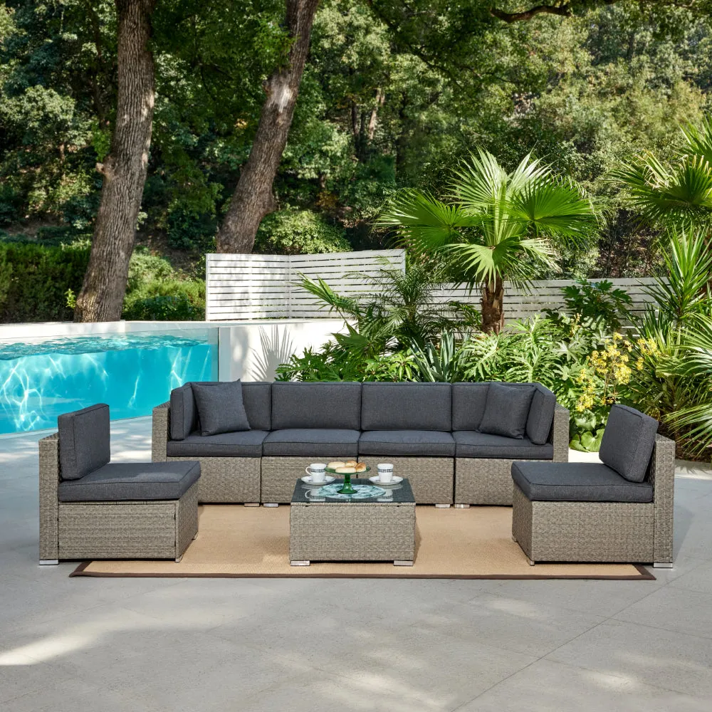 Catina Modular Corner Rattan Garden Sofa Set, Grey
