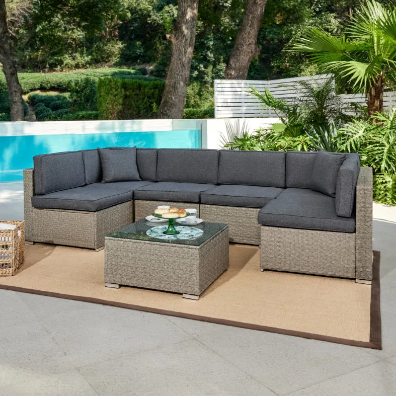 Catina Modular Corner Rattan Garden Sofa Set, Grey