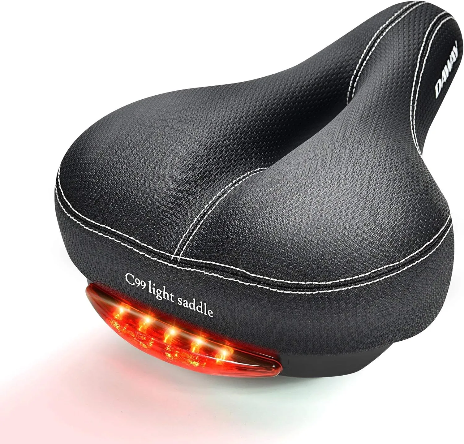 DAWAY Comfortable Men Women Bike Seat - Soft Memory Foam Padded Bicycle Seat, Bike Saddle Replacement with Wide Cushion for Peloton, Mountain & Exercise Bikes, Shock Absorbing, Waterproof, Universal