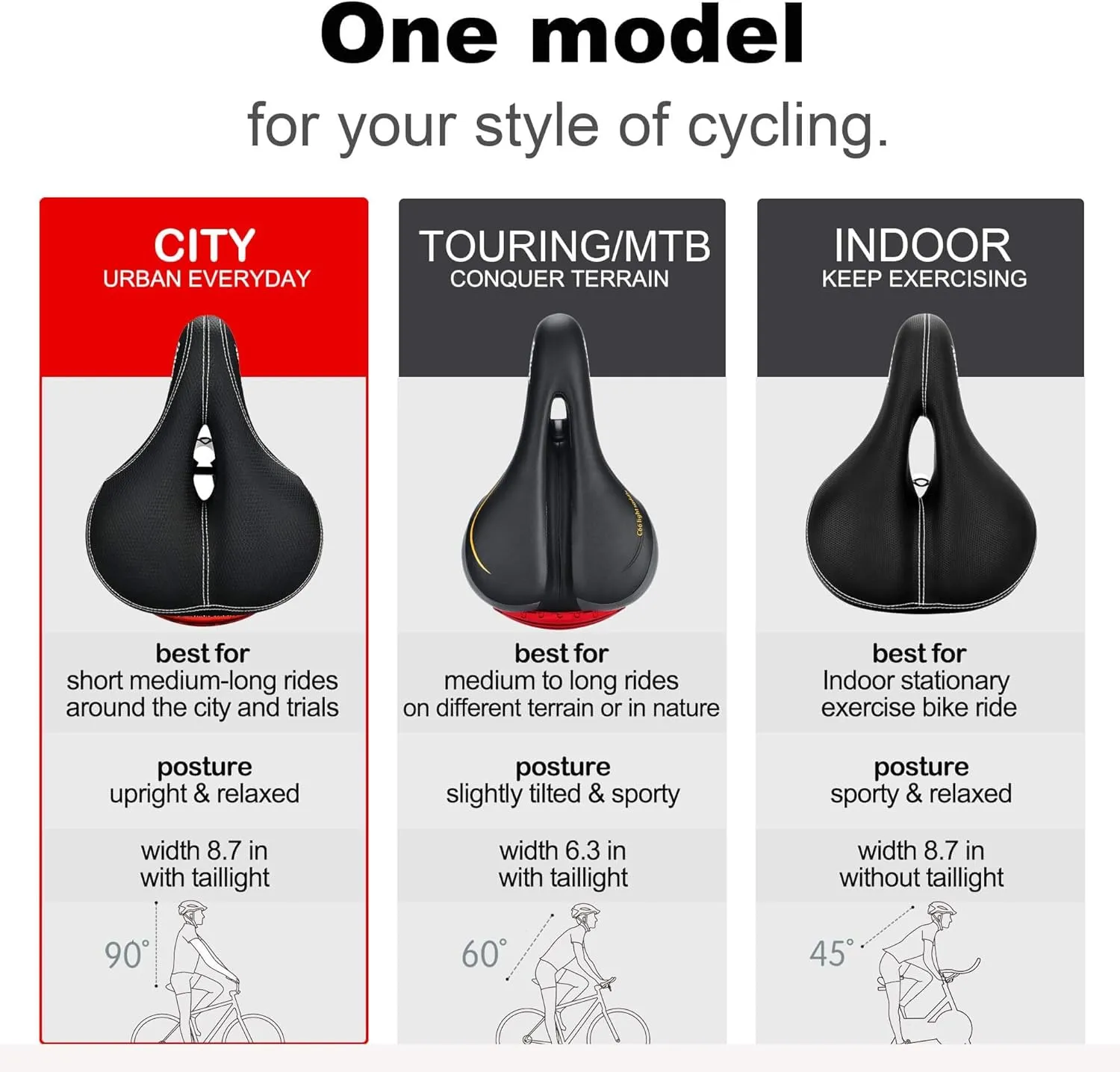 DAWAY Comfortable Men Women Bike Seat - Soft Memory Foam Padded Bicycle Seat, Bike Saddle Replacement with Wide Cushion for Peloton, Mountain & Exercise Bikes, Shock Absorbing, Waterproof, Universal