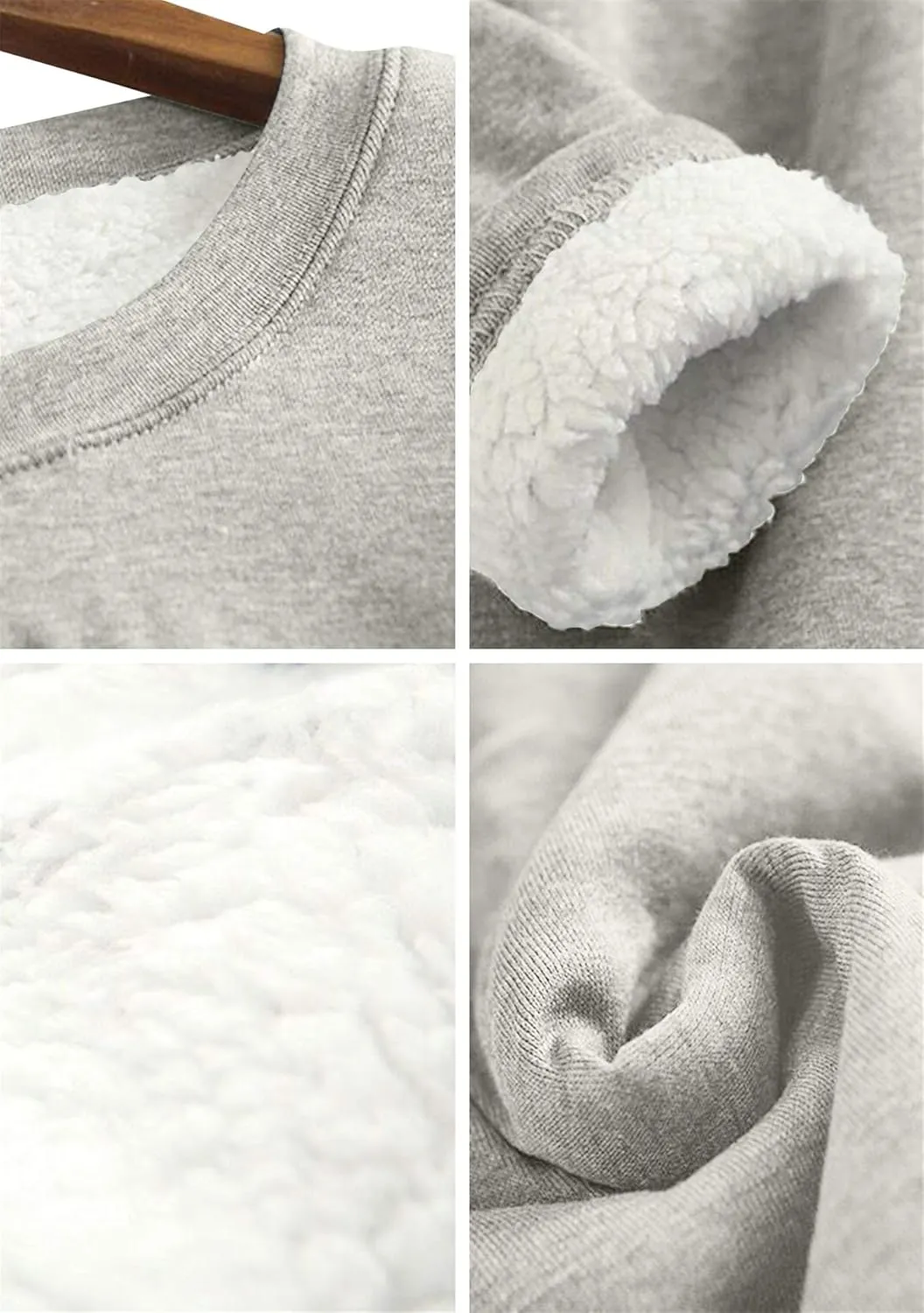 EFOFEI Womens Winter Soft Sherpa Fleece Lined Pullover Crewneck Solid Color Sweatshirt