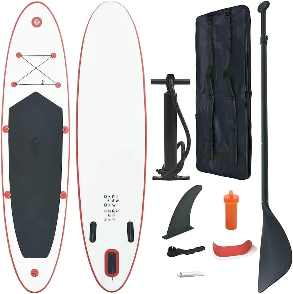 Enhance Stability with Inflatable Stand Up Paddle Board Set, Easy to Inflate, Durable Design for Recreational Paddling, Red and White