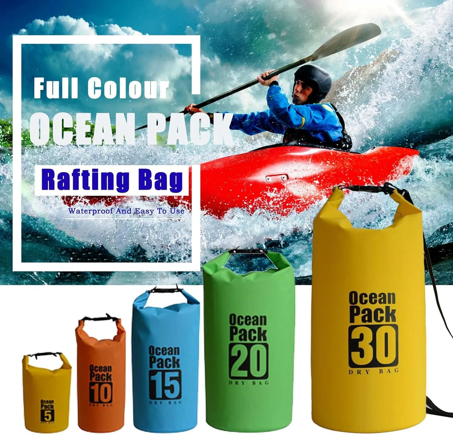Floating Waterproof Dry Bag Backpack 5L/10L/20L, Roll Top Bag for Kayaking, Rafting, Boating, Swimming, Camping, Hiking, Beach, Fishing, Waterproof Beach Bag. (Gray, 5L)