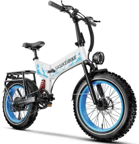 Folding 52V 20Ah Removabke Battery Electric Bike 1500W Peak Motor 20'' Fat Tire Mountain Commuter 30MPH Ebike Motorcycle Range 70 Miles UL Certified Adult Electric Dirt Bike with 7-Speed