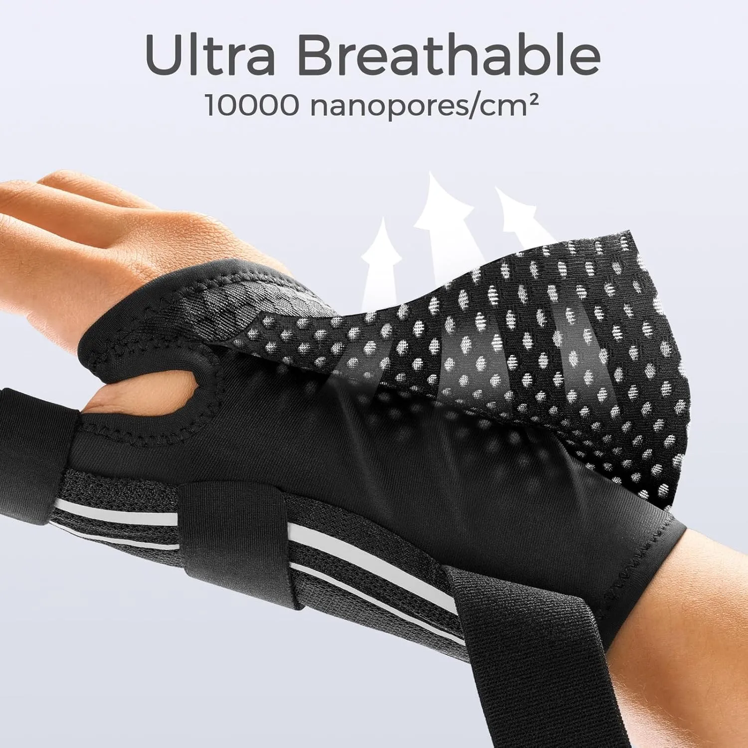FREETOO Ergonomical Thumb Brace Support Right Hand or Left Hand for Arthritis Pain and Support, Thumb Spica Splint for Trigger Thumb, Thumb Stabilizer for Tendonitis, Sprain (S/M White/Black)