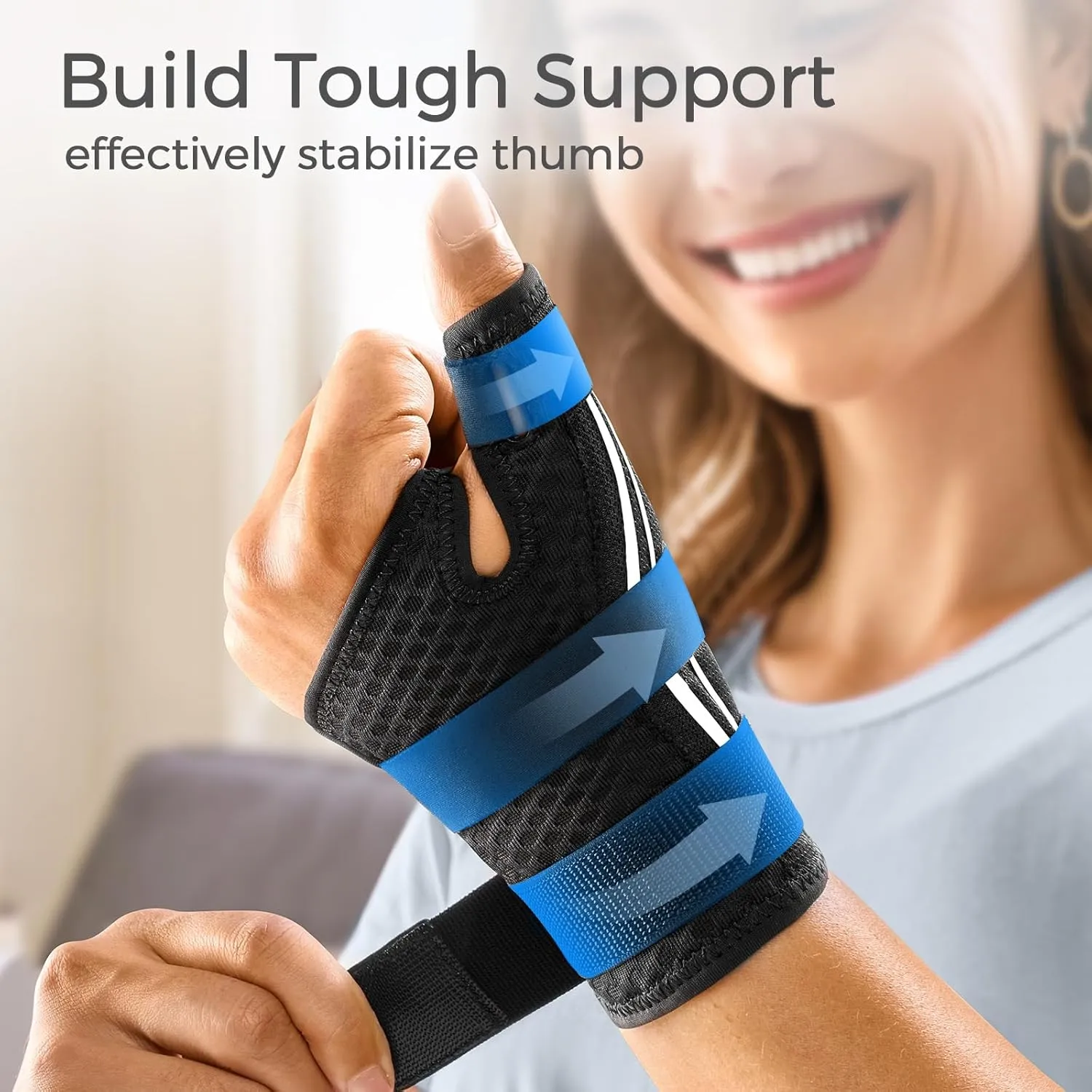 FREETOO Ergonomical Thumb Brace Support Right Hand or Left Hand for Arthritis Pain and Support, Thumb Spica Splint for Trigger Thumb, Thumb Stabilizer for Tendonitis, Sprain (S/M White/Black)