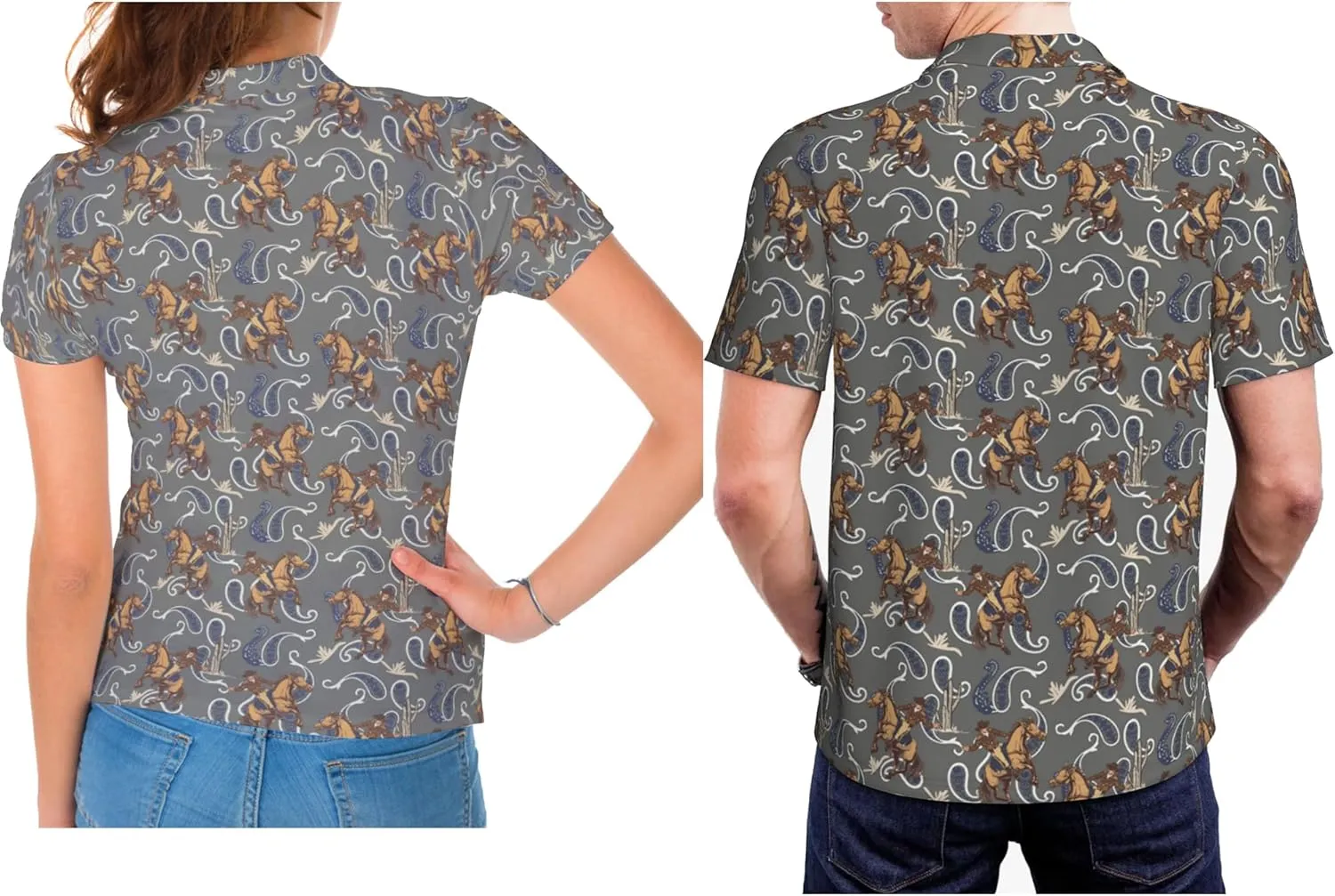 Funny Couple Golf Shirts,Matching Hawaiian Golf Shirt for Couple,Moisture Wicking Couple Polo Shirt for Men Women