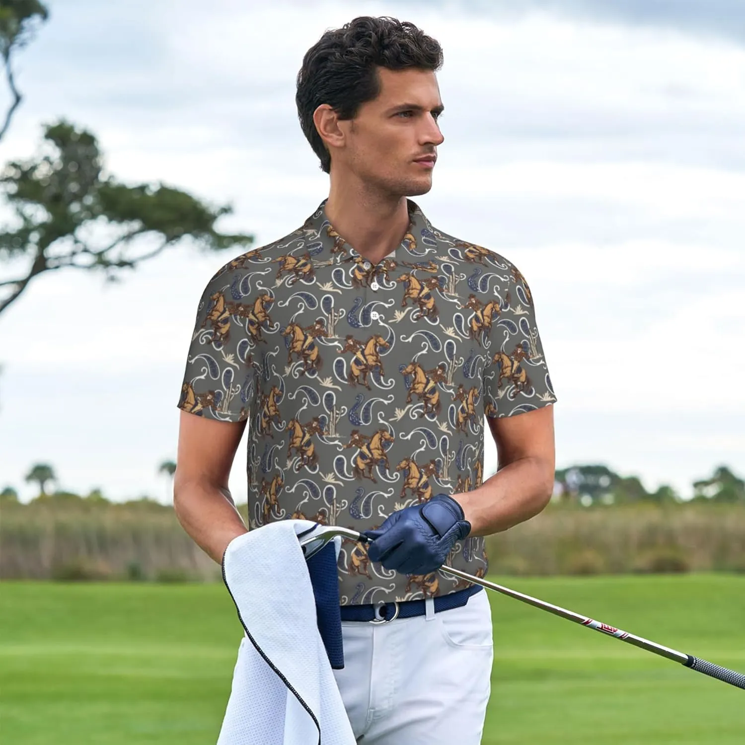 Funny Couple Golf Shirts,Matching Hawaiian Golf Shirt for Couple,Moisture Wicking Couple Polo Shirt for Men Women