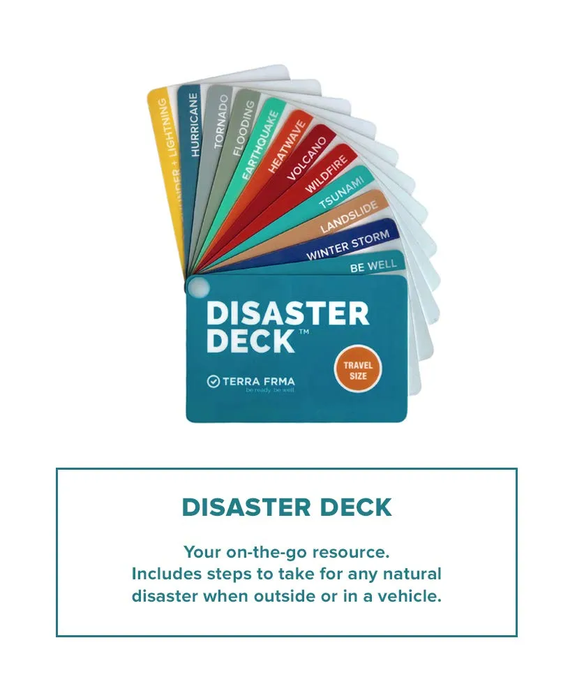 GRAB   GO BOX - Emergency Kit for the Disaster Preparedness Family - Action Plans, Emergency Guidebook, Pocket Survival Guide, Tiny Survival Cards