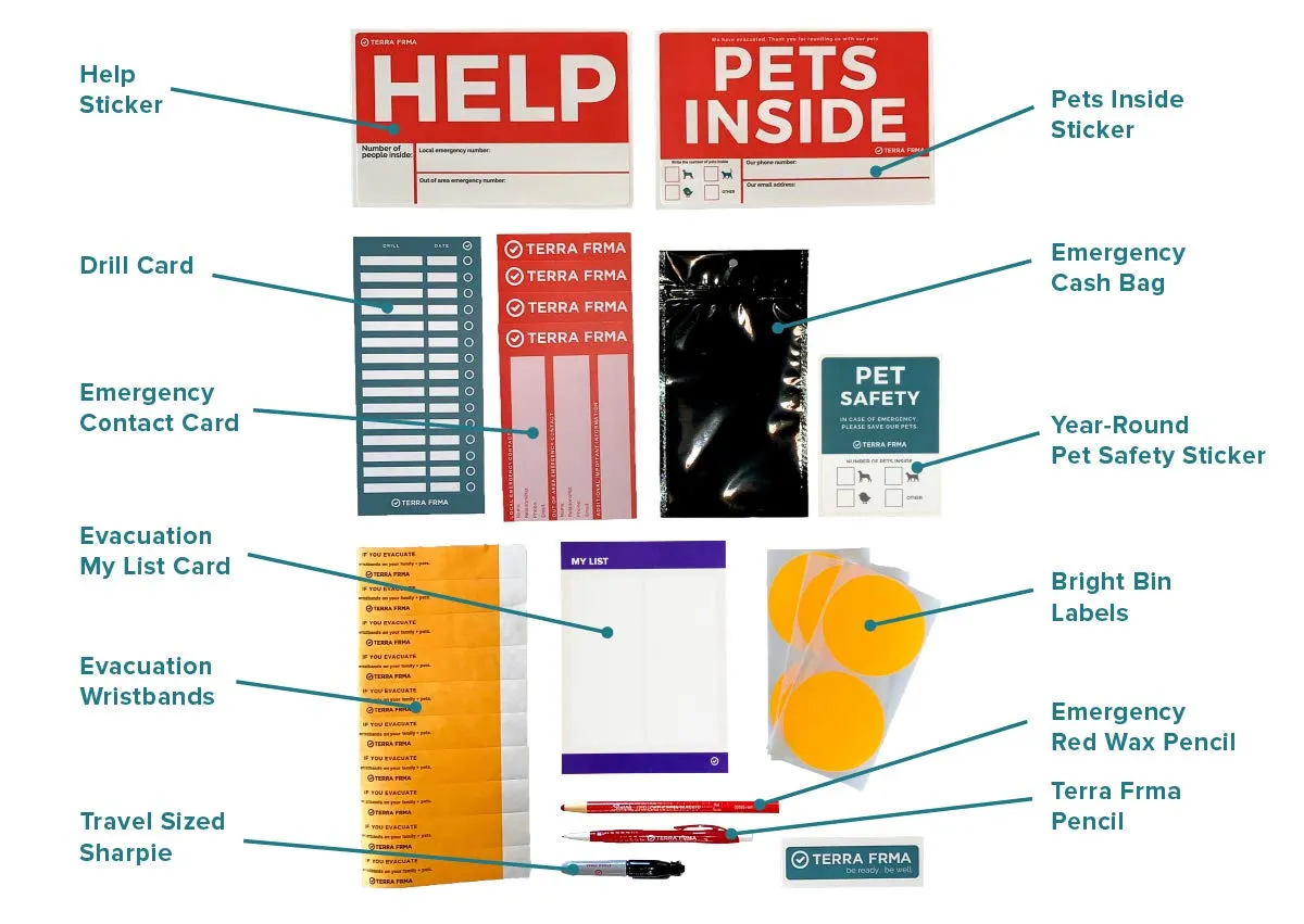 GRAB   GO BOX - Emergency Kit for the Disaster Preparedness Family - Action Plans, Emergency Guidebook, Pocket Survival Guide, Tiny Survival Cards