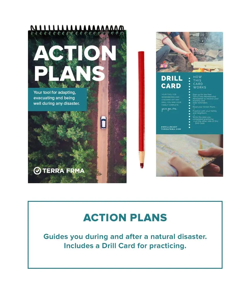 GRAB   GO BOX - Emergency Kit for the Disaster Preparedness Family - Action Plans, Emergency Guidebook, Pocket Survival Guide, Tiny Survival Cards