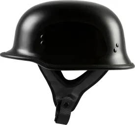 HIGHWAY 21 9-Millimeter German Beanie Helmet, Half Shell Motorcycle Gear, Black Safety Head Cover, Dual D-Ring Chinstrap