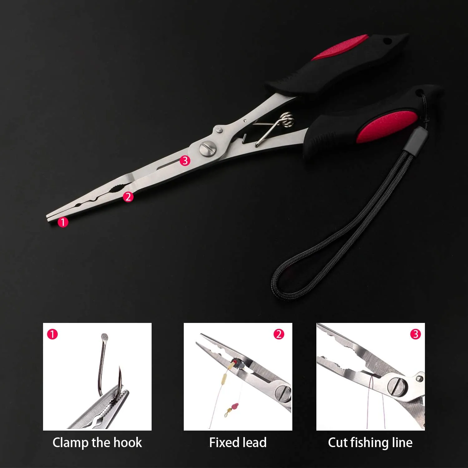 Hikary Long Nose Fishing Pliers,Ice Fishing Gear,Stainless Steel Hook Remover Braid Cutter Rustproof Fishing Multi-Tools Fishing Gripper for Freshwater Saltwater