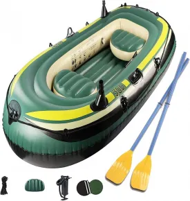 Inflatable Boat with Paddles & Pump, 2-3 Person PVC Kayak, Foldable Rubber Dinghy, Raft for Adults, Fishing, Lakes & Outdoor Water Sports