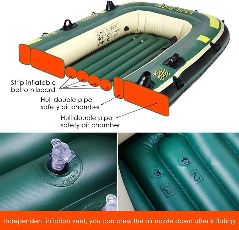 Inflatable Kayak,2/3-Person Inflatable Boat, Inflatable Kayak Canoe,for Outdoor Drifting Fishing Traveling,3-Person Boat
