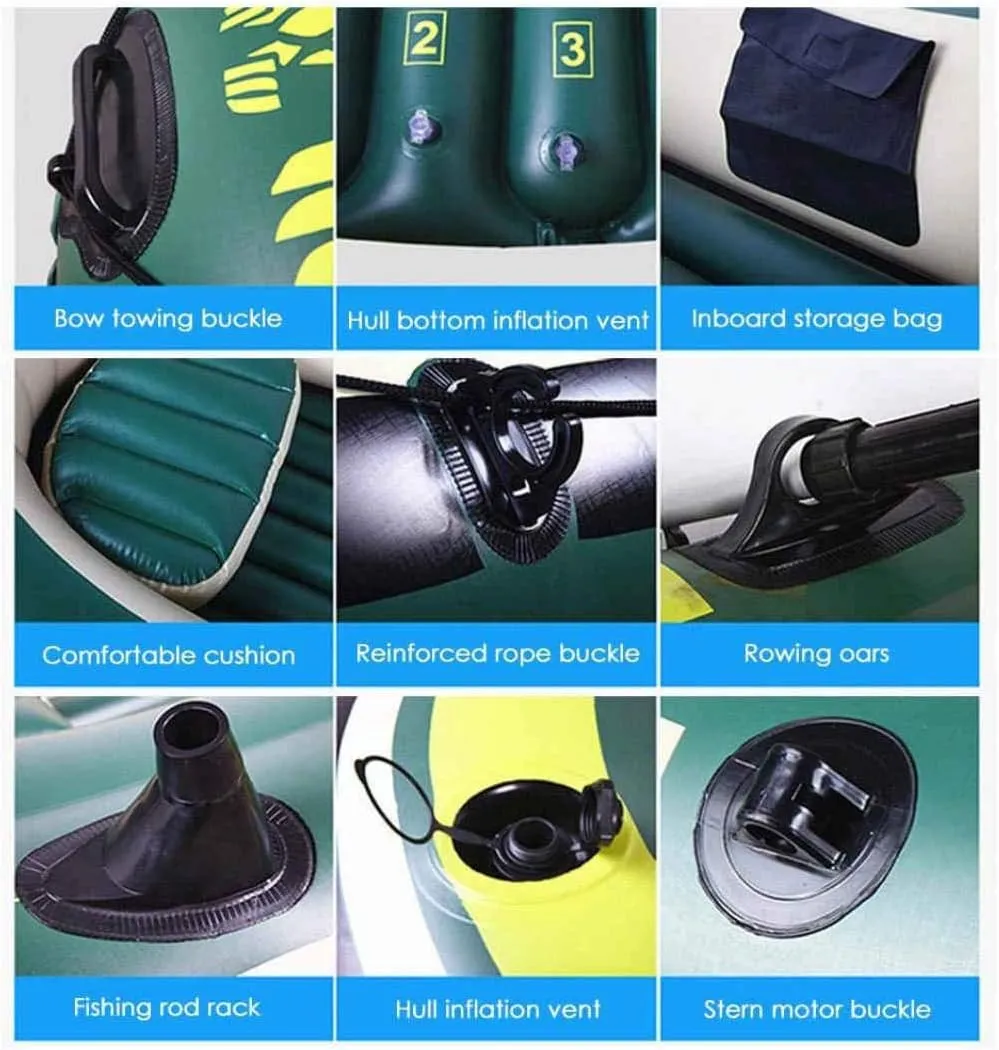 Inflatable Kayak,2/3-Person Inflatable Boat, Inflatable Kayak Canoe,for Outdoor Drifting Fishing Traveling,3-Person Boat
