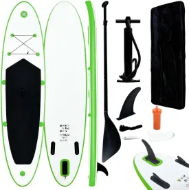 Inflatable Stand Up Paddle Board Set Green and White 13.8kg/30.36ib Paddleboards