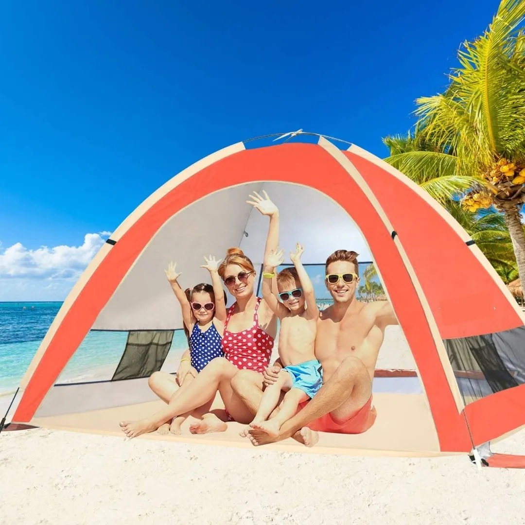 Instant Pop-Up Beach Tent - 4 Person Sun Shelter - UPF 50 
