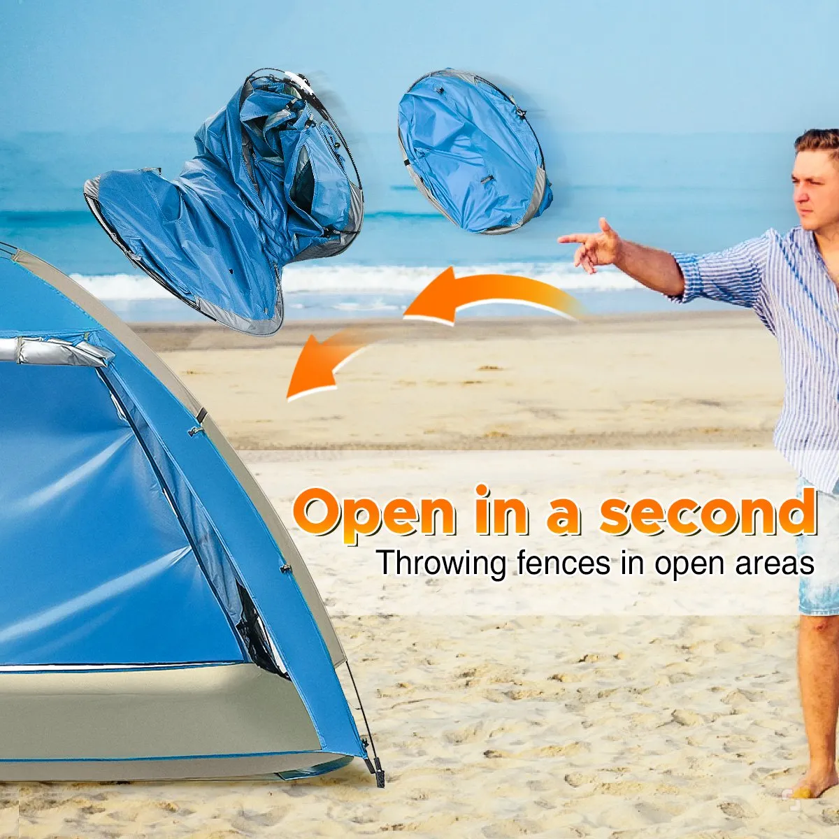 Instant Pop-Up Beach Tent - 4 Person Sun Shelter - UPF 50 