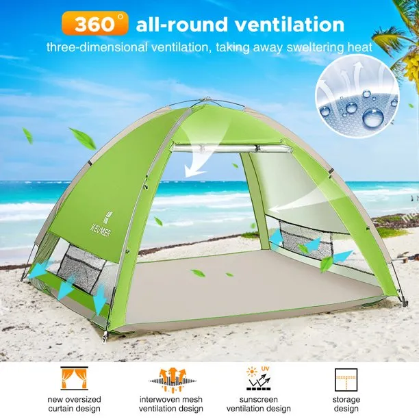 Instant Pop-Up Beach Tent - 4 Person Sun Shelter - UPF 50 