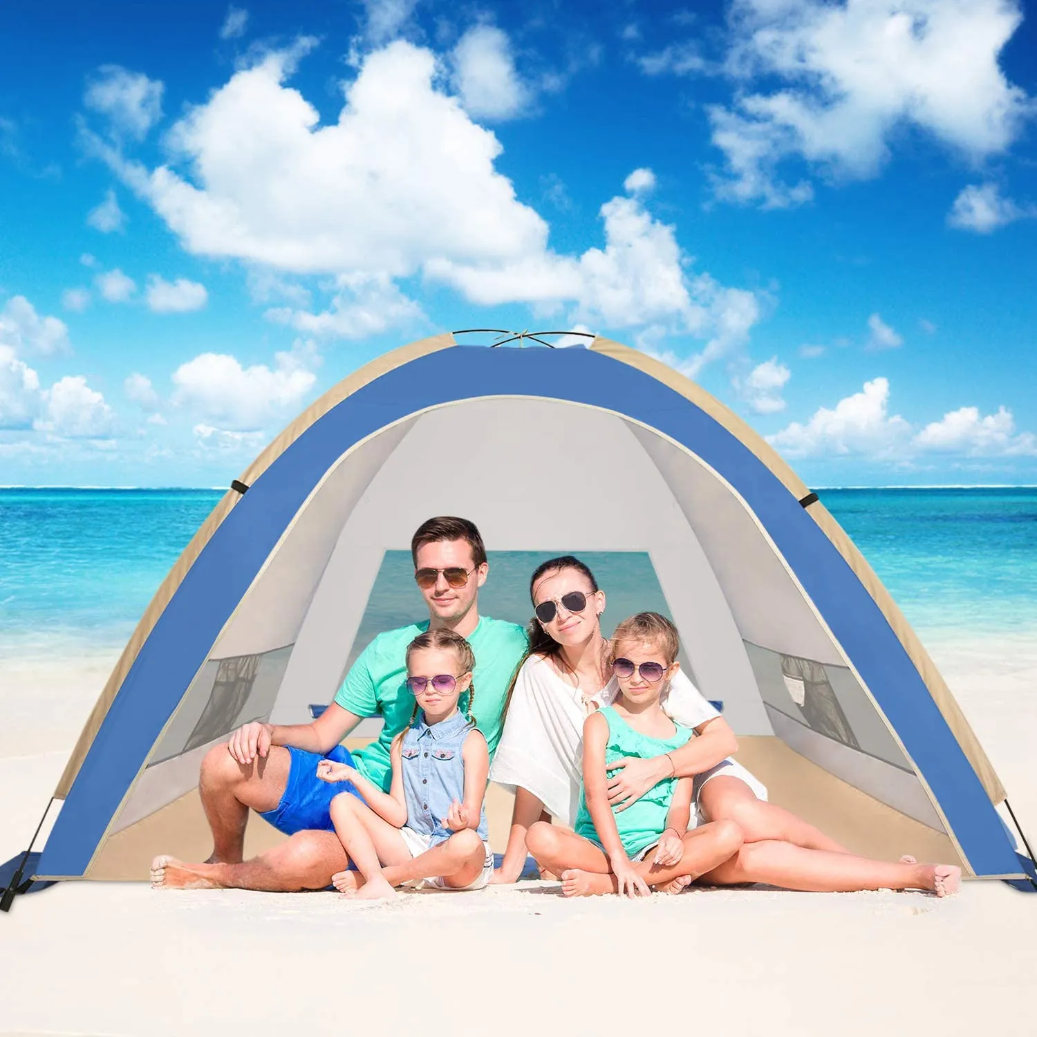 Instant Pop-Up Beach Tent - 4 Person Sun Shelter - UPF 50 