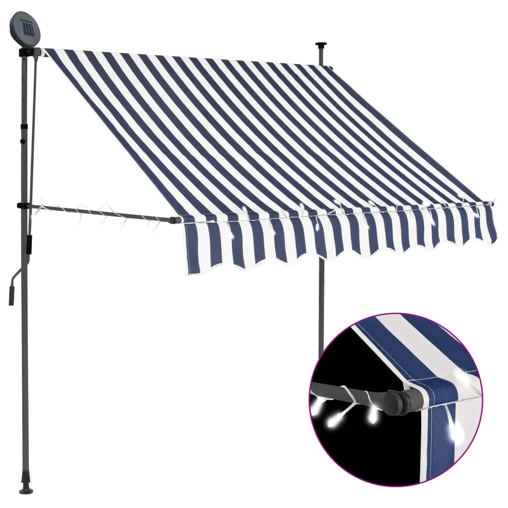 Manual Retractable Awning with LED 100 cm Blue and White