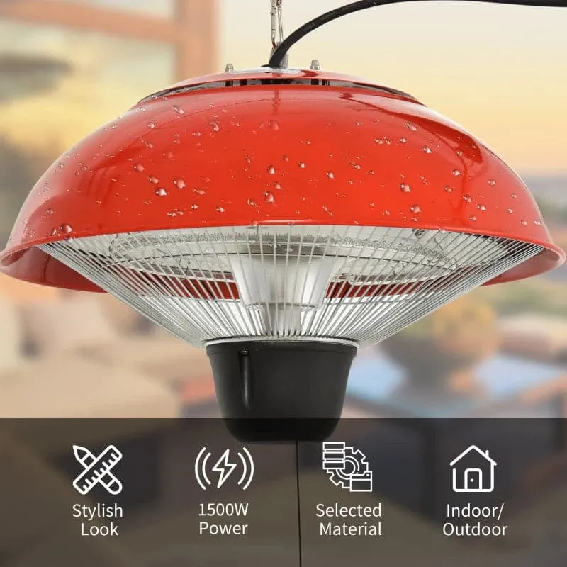Maplin Plus Aluminium 1500W Electric Ceiling Hanging Patio Heater - Red