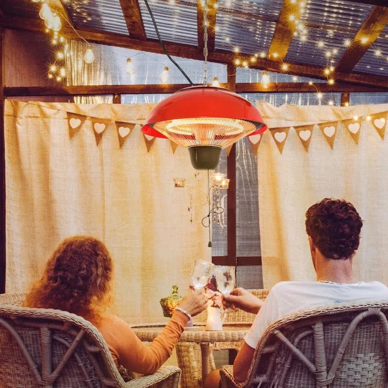Maplin Plus Aluminium 1500W Electric Ceiling Hanging Patio Heater - Red