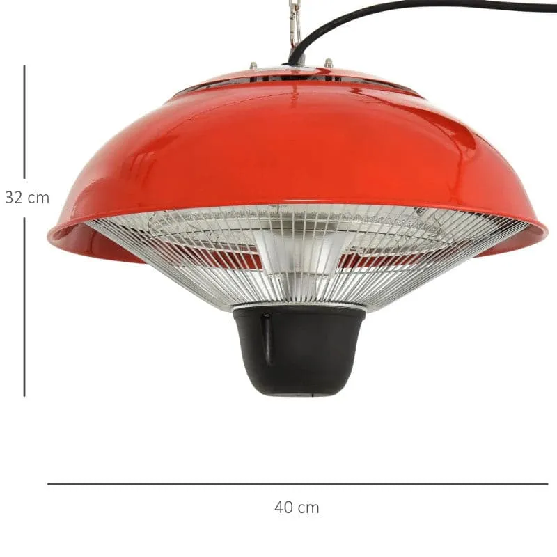 Maplin Plus Aluminium 1500W Electric Ceiling Hanging Patio Heater - Red